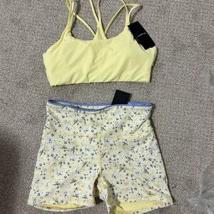 NWT Fabletics Butter Yellow gym athletic set